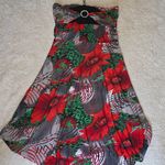 Source Unknown  Asymmetrical Dress in Red and Green Floral Photo 5
