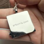 Artsonia Multi Color Art Print Square Silver Tone Necklace Adjustable Length Photo 13