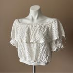 Free People | That Girl White Eyelet Lace Off Shoulder Crop Top Sz M Photo 3