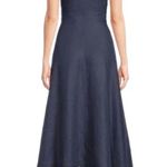 FANM MON Alanya 100% Linen Embroidered Dress Off The Shoulder Navy Small New Blue Photo 9