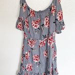 New Look Black And White Floral Off The Shoulder Striped Romper Photo 4