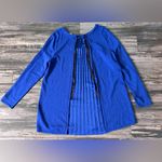 Soft Surroundings  Women's Reserva Sweater‎ Blue pleated Back Wool Blend Size XL Photo 3