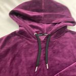 Calvin Klein  purple velour cropped hoodie woman’s size large Photo 1