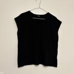 Eileen Fisher Women Cotton Short Cap Sleeve V-Neck Tee Vest in Black Size Large Photo 1