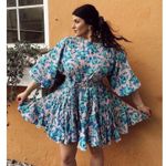 RHODE Women's Pink & Blue Floral Print Puff Sleeves Mini Dress Size Medium Photo 3