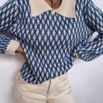 SheIn  Collared Argyle Lantern SIeeve Sweater Photo 4