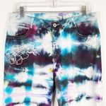 Chico's 1 Size 8 Cropped Jeans Handmade Tie Dye Flower Frenzy Black Pink 205 Photo 2