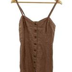 Aritzia Wilfred Sun Ducharme Button Front Dress Women 8 Brown Linen Smocked Back Photo 0
