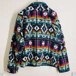 New In Aztec Print Sherpa Fleece Zip Jacket Southwest Boho Size L Blue Size L Photo 2
