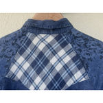 Free People  'Dottie Over You' Shirt M Floral Chambray Plaid Boho Western Cottage Photo 5