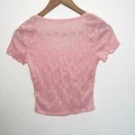 Heart & Hips Heart Hips Pink Fitted Waist Length Lace Floral Short Sleeve Top Photo 7