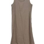 Vintage Vision Apparel Sz 10 Linen Cotton Beige Faux Wrap Maxi Dress Sleeveless Photo 0