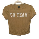 Wild Fable Women's Crop Top S Tan White "Go Team" Graphic Tee Photo 0