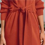Fashion Long Sleeve Ribbed Knit Tie Waist Turtleneck Mini Sweater Dress NWT Orange Size XL Photo 1