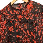 Isabel Marant  Women’s 38 M Black Red Stretch Silk Leather Trim Long Sleeve Top Photo 5