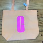Clinique Macys  Large Shopping Shoulder Travel Orange Tote Bag With Pink C Logo Photo 1