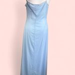 Vtg Y2K Giorgio Fiorelli Sz 7/8 Sheer Shimmer Spaghetti Strap Maxi Formal Dress Blue Photo 3