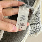 W5 Anthropologie Black and White Fringe Hem 3/4 Sleeve Zippered Aztec Blouse, M Photo 11