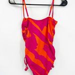 Sanctuary Pink Orange Bias Stripe Bandeau One Piece Swimsuit Size Small NWT Photo 2