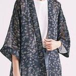 Lucky Brand Kimono Swim Coverup Kaftan Sheer Navy Cream OS Photo 0