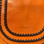 Tignanello Orange Leather Flap Front Saddle Bag Crossbody Accordion Style Purse Photo 2