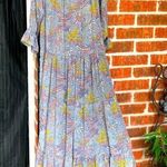 Paani Boho Metallic Abstract Print Tiered Maxi Flowy Dress Photo 0