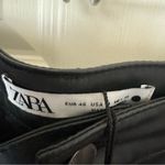 ZARA  Black Faux Leather 90’s Wide Leg Moto Pants Size 14 NWT Photo 6