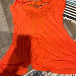 Free People  Orange Embroidered mesh Top M Photo 5