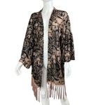 Umgee ‎ Black Lace Fringe Kimono Duster Medium/Large Boho Bohemian Festival Photo 3