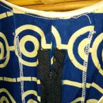 None Gorgeous Puff Sleeve Blue/ Yellow Shirt Sz M Photo 2