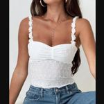 Princess Polly  Franca White Eyelet Floral Embroidered Cropped Tank Top 8 Photo 0
