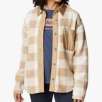 Columbia Women's West Bend Shirt Jacket Shacket Button Sherpa Fleece Plaid M Tan Photo 0
