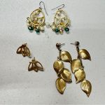 Gold Tone Boho Pierced Earrings Set Of 3 Festival Jewelry Photo 4