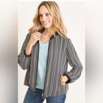 Chico's Chico’s Reversible Floral & Black and White Striped Bomber Jacket Sz 10 / 1 Photo 9
