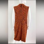 Anthropologie Brigitte Jacquard Orange Tiger Print Shift Mock Neck Dress XL Photo 5