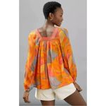Anthropologie  Blank Bl-nk London Tessa Orange Silky Blouse Size Small Bohemian Photo 7