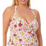 California Waves Floral Print Tankini Swim Top, Plus Size 16/18 NEW w/Tag Pink Photo 4