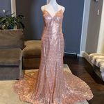 Women’s Pink Fully Sequined Mermaid Style Prom Party Dress Size 12 NWT Pink Photo 0