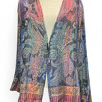 Soft Surroundings  Paloma Cardigan Multicolor Paisley Pattern 100% Rayon Large Photo 0