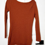 WoolOvers Merino Wool Tunic Sweater Dress Orange Long Sleeve Ribbed Knit Photo 0