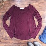 House of Harlow  1960 • lightweight tee maroon raw edge flowy long sleeve rayon Photo 0