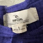 Rip Curl  Blue Gauze Cropped Jumpsuit Wide Leg Square Neck Pockets Size L Photo 4