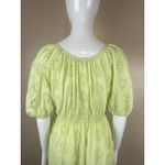 ZARA  Women’s XS Lime Green Eyelet Mini Wrap Dress Puff Sleeve Lined Cotton Photo 7