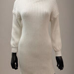 ANRABESS Ivory Ribbed Knit Sweater Pullover Mock Neck XS Soft Stretchy Size 0 Photo 0