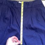 Leith Navy Blue Linen Blend High Rise Relaxed Fit Cropped Pants Photo 9