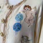 Vintage Cherub Angel Sweater Cardigan Blue Size L Photo 1