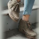 UGG  W Caleb Mouse Fringe Nubuck Slip on Leather Booties‎ Moccasins Size 11 Photo 2