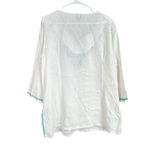 Saks 5th Avenue Blue Saks Fifth Avenue Linen Tunic White Teal 3/4 Sleeves Large Photo 7