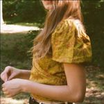 Urban Outfitters NWT  Puff Sleeve Crop Top Smocking Ditsy Floral S Yellow Boho Photo 5