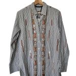 NWT Zara Collection S Striped Embroidered Embellished cotton Button Up Shirt Photo 1